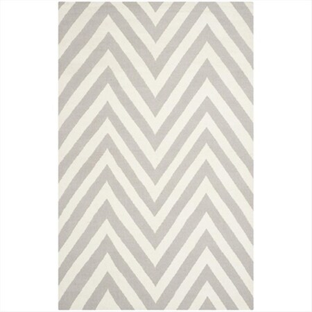 Safavieh 6 Ft. X 9 Ft. Medium Rectangle Contemporary Dhurries- Grey And Ivory- Flatweave Rug DHU568B-6